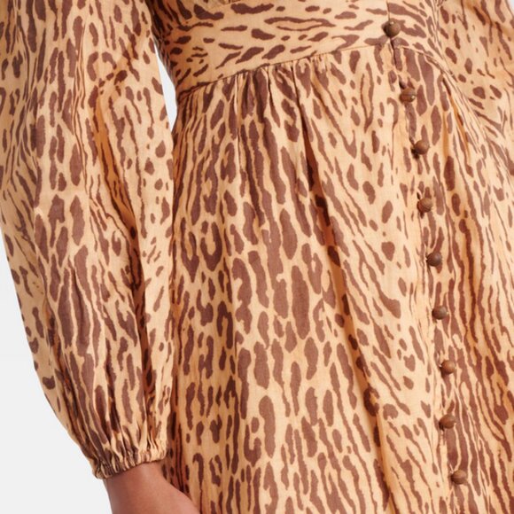 NWT Zimmermann Cascadian leopard-print linen midi dress - Picture 6 of 14